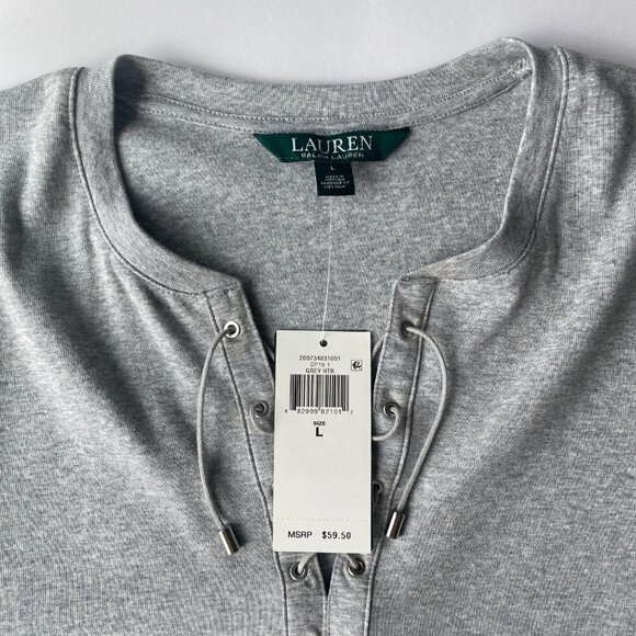 NWT Lauren Ralph Lauren Lace Up Front Top Size Large (L) - Picture 5 of 9